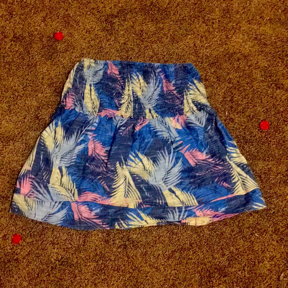 Tropical Floral Elastic Mini Skirt